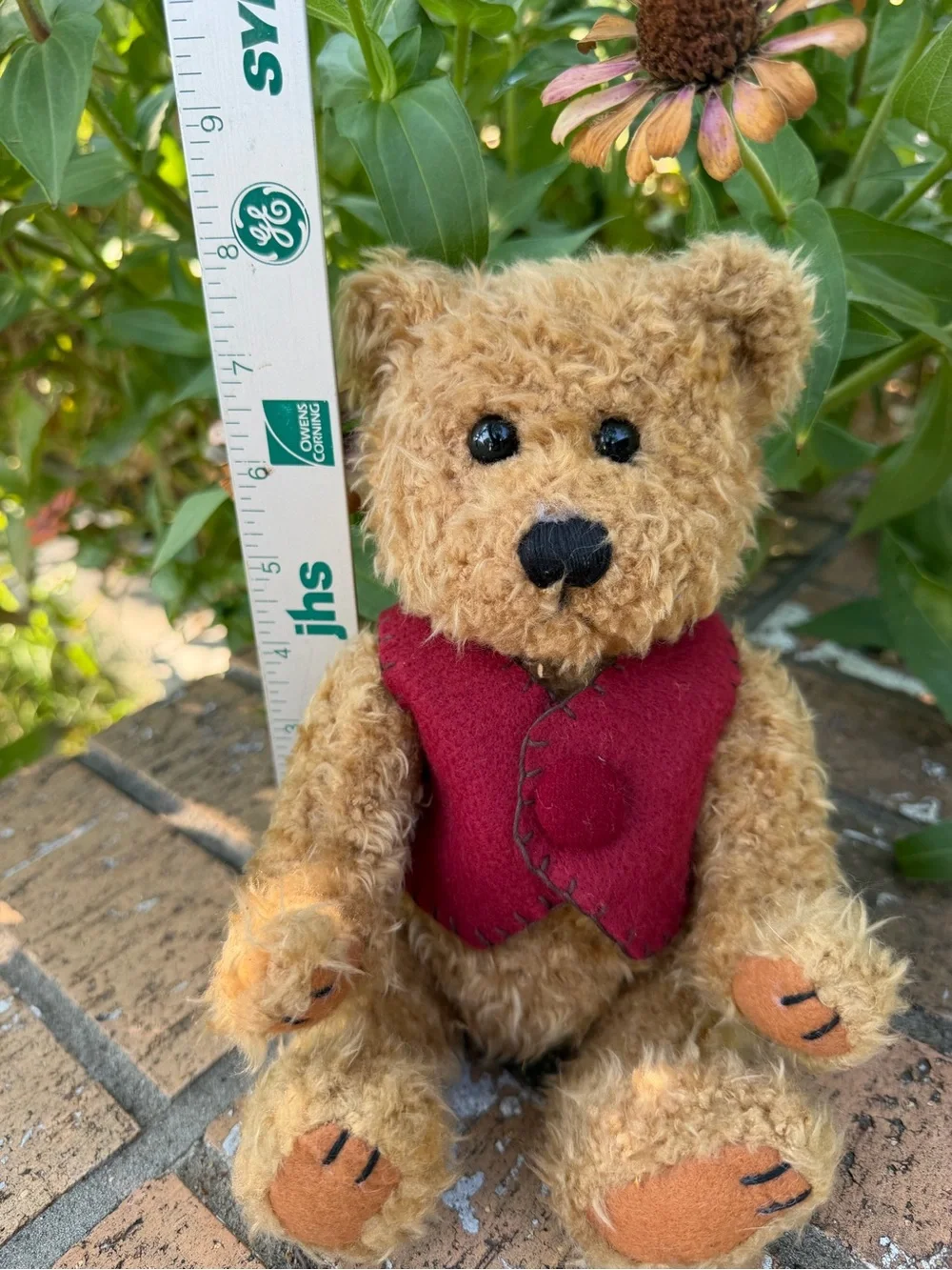 Vintage 1997 Gibson Greetings Classic Plush Teddy Bear with Red Vest - Kids Toys